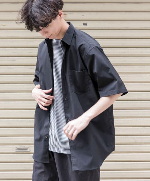 ＊＊URBAN RESEARCH DOORS / アーバンリサーチ ドアーズ シャツ・ブラウス | FORK&SPOON　TEC LINENシャツ（BLACK）