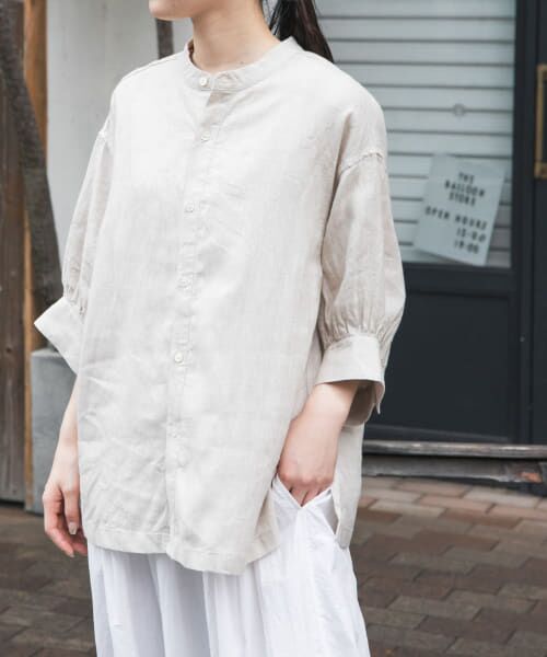 ＊＊URBAN RESEARCH DOORS / アーバンリサーチ ドアーズ シャツ・ブラウス | FORK&SPOON　コットンリネンギャザースリーブシャツ（NATURAL）
