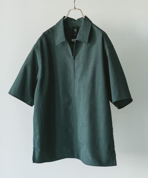 ＊＊URBAN RESEARCH DOORS / アーバンリサーチ ドアーズ シャツ・ブラウス | 『UR TECH DRYLUXE』ZIP SHIRTS（BLUE GREEN）