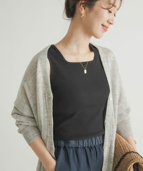 ＊＊URBAN RESEARCH DOORS / アーバンリサーチ ドアーズ タンクトップ | 針抜きテレコスクエアタンクトップ（BLACK）