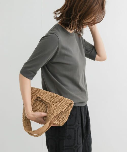 ＊＊URBAN RESEARCH DOORS / アーバンリサーチ ドアーズ ニット・セーター | 『UR TECH ひやサラクール』コットンハーフスリーブKNIT（CHARCOAL）