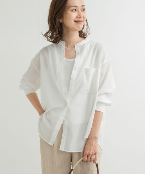 タグ付き『UR TECH』バンドカラーシャツ　ベージュ URBAN RESEARCH シャツ 「UR TECH」バンドカラーシャツ メンズ