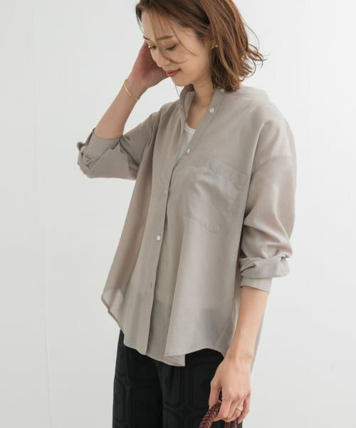 ＊＊URBAN RESEARCH DOORS / アーバンリサーチ ドアーズ シャツ・ブラウス | 『再入荷』『UR TECH』バンドカラーシャツ（BEIGE）