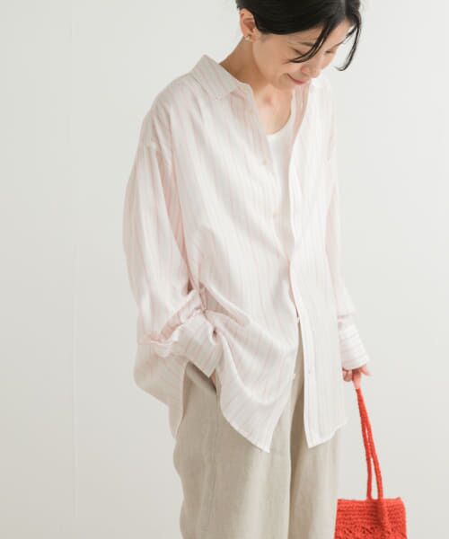＊＊URBAN RESEARCH DOORS / アーバンリサーチ ドアーズ シャツ・ブラウス | カラーストライプルーズシャツ（OFF×PINK）