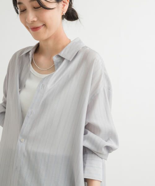 ＊＊URBAN RESEARCH DOORS / アーバンリサーチ ドアーズ シャツ・ブラウス | カラーストライプルーズシャツ（GRAY×BLUE）