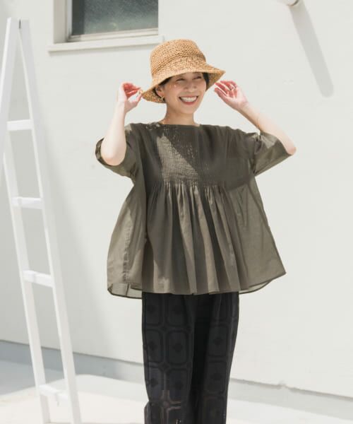 ＊＊URBAN RESEARCH DOORS / アーバンリサーチ ドアーズ シャツ・ブラウス | 『UR TECH』ボイルピンタックブラウス（ASH KHK）