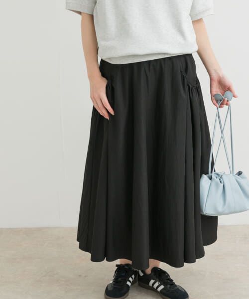 ＊＊URBAN RESEARCH DOORS / アーバンリサーチ ドアーズ スカート | ポケットギャザースカート（BLACK）
