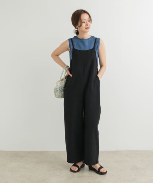 新品　25ss かぐれ　アーバンリサーチ　リネンサロペット　チャコール　麻 かぐれ - 2024 春夏新作 かぐれ kagure 新品 リネンサロペット