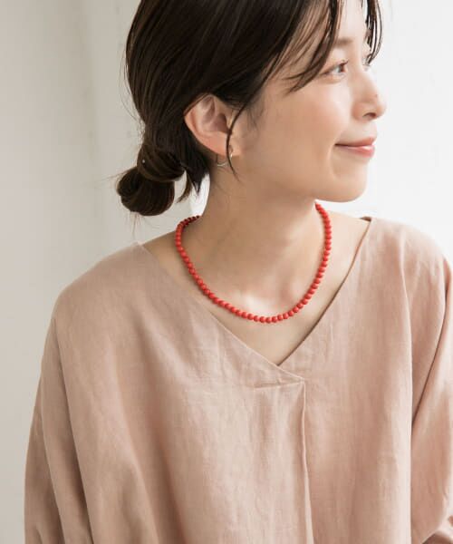 ＊＊URBAN RESEARCH DOORS / アーバンリサーチ ドアーズ ネックレス・ペンダント・チョーカー | ストーン6mm玉ネックレス（RED）