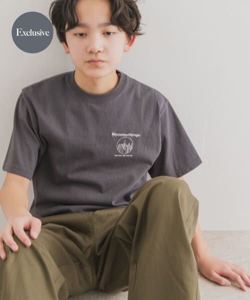 ＊＊URBAN RESEARCH DOORS / アーバンリサーチ ドアーズ トップス | 『親子リンク/別注』MANHATTAN PORTAGE×DOORS　1ポイントプリントT(KIDS)（CHARCOAL）