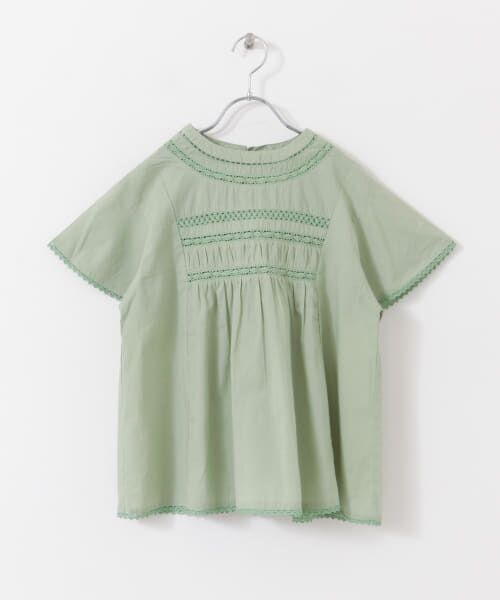 ＊＊URBAN RESEARCH DOORS / アーバンリサーチ ドアーズ トップス | 『WEB/一部店舗限定』ハシゴレースシャーリングブラウス(KIDS)（SAGE）