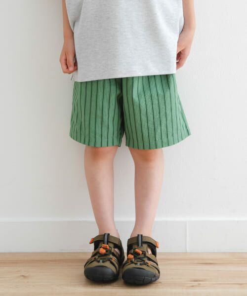 **URBAN RESEARCH DOORS / アーバンリサーチ ドアーズ パンツ | 『WEB/一部店舗限定サイズ』ストライプショートパンツ(KIDS)(GREEN)