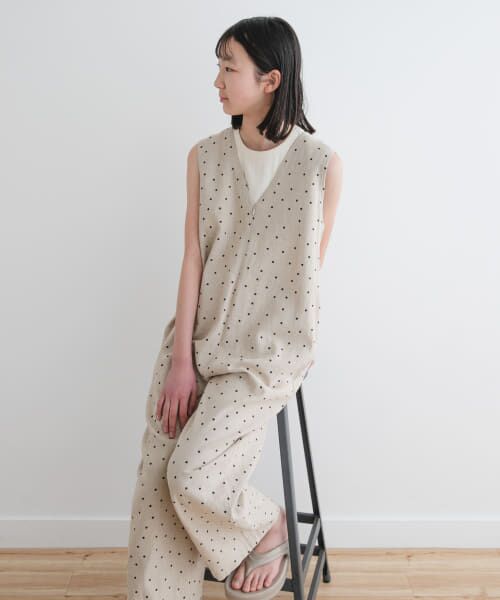 ＊＊URBAN RESEARCH DOORS / アーバンリサーチ ドアーズ ワンピース | 『親子リンク』『WEB/一部店舗限定』リネンレーヨンドットオールインワン(KIDS)（NATURAL）