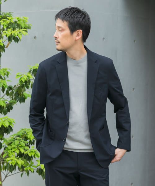 ＊＊URBAN RESEARCH DOORS / アーバンリサーチ ドアーズ テーラードジャケット | 『イージーケア』LIFE STYLE TAILOR　シアサッカーコンフォータブルジャケット（NAVY）