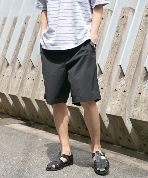 ＊＊URBAN RESEARCH DOORS / アーバンリサーチ ドアーズ ショート・ハーフ・半端丈パンツ | FORK&SPOON　TEC LINENショートパンツ（BLACK）