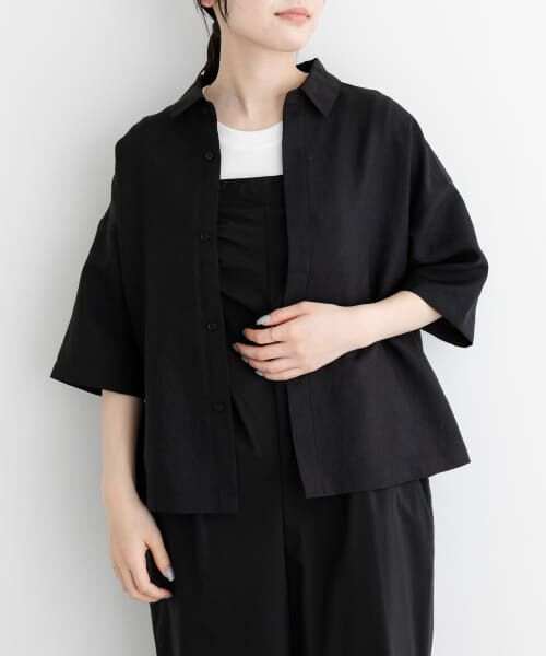 ＊＊URBAN RESEARCH DOORS / アーバンリサーチ ドアーズ シャツ・ブラウス | FORK&SPOON　ツイルフライフロントシャツ（BLACK）