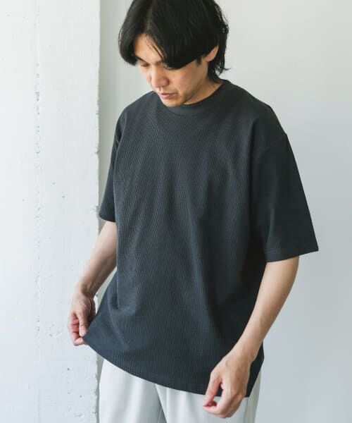 ＊＊URBAN RESEARCH DOORS / アーバンリサーチ ドアーズ Tシャツ | シルケットシアサッカーTシャツ（CHARCOAL）