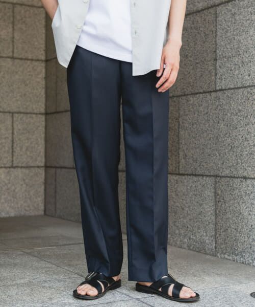 ＊＊URBAN RESEARCH DOORS / アーバンリサーチ ドアーズ その他パンツ | 『接触冷感/防シワ/UVカット/マシンウォッシャブル』ドライギャバジン イージースラックス（NAVY）