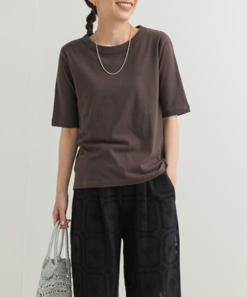 ＊＊URBAN RESEARCH DOORS / アーバンリサーチ ドアーズ Tシャツ | コットンリネン5分袖Tシャツ（CHARCOAL）