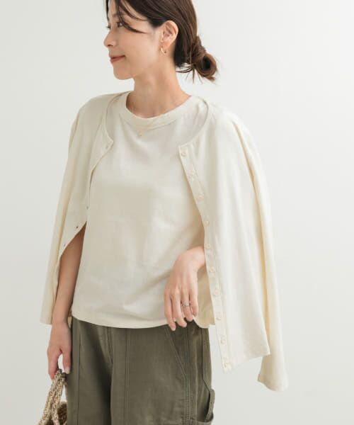 ＊＊URBAN RESEARCH DOORS / アーバンリサーチ ドアーズ Tシャツ | コットンリネン5分袖Tシャツ（NATURAL）