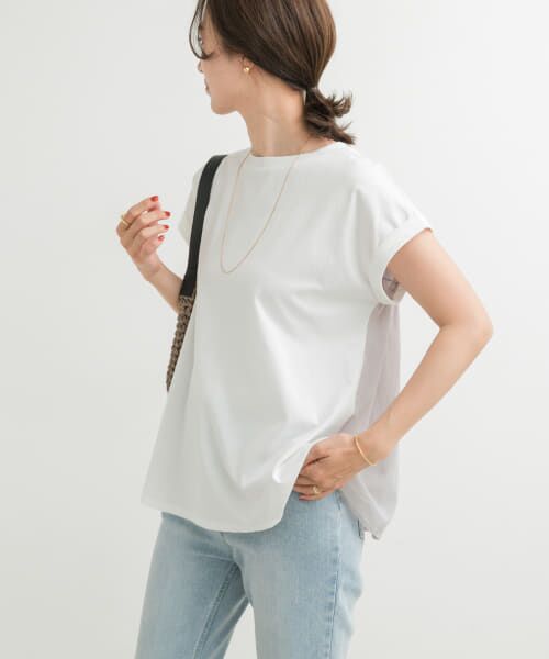 ＊＊URBAN RESEARCH DOORS / アーバンリサーチ ドアーズ Tシャツ | シャーリング布帛ドッキングカットソー（OFF）