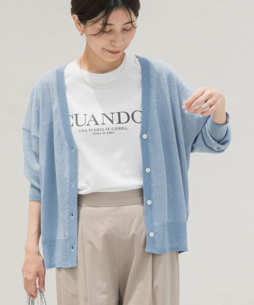 セール】 『UR TECH ひやサラクール』リネン混Vネックショート