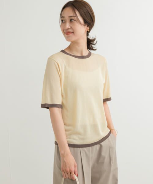 セール】 リンガー半袖ニットTシャツ （ニット・セーター