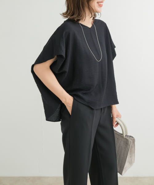 ＊＊URBAN RESEARCH DOORS / アーバンリサーチ ドアーズ シャツ・ブラウス | バックタックコクーンブラウス（NAVY）