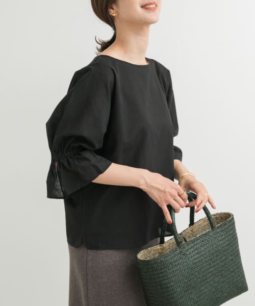 ＊＊URBAN RESEARCH DOORS / アーバンリサーチ ドアーズ シャツ・ブラウス | 『WEB/一部店舗限定サイズ』『UR TECH 高機能リネン』キャンディースリーブブラウス（BLACK）