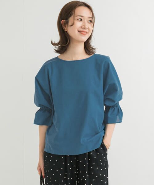 ＊＊URBAN RESEARCH DOORS / アーバンリサーチ ドアーズ シャツ・ブラウス | 『WEB/一部店舗限定サイズ』『UR TECH 高機能リネン』キャンディースリーブブラウス（BLUE）