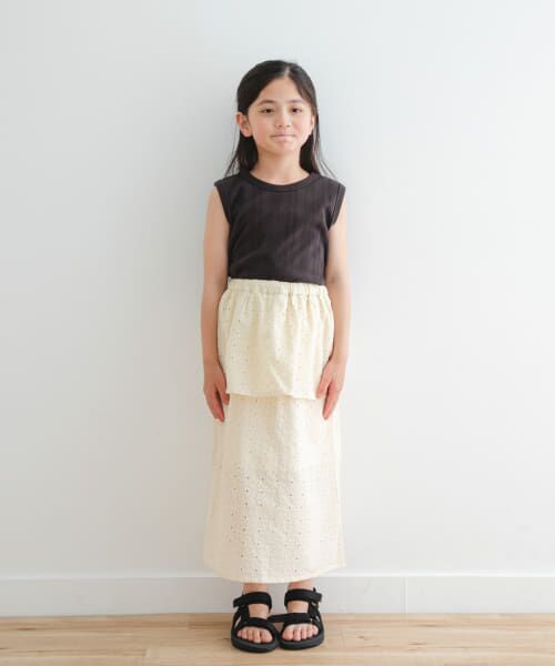 セール】 コットンレースティアードスカート(KIDS) （パンツ