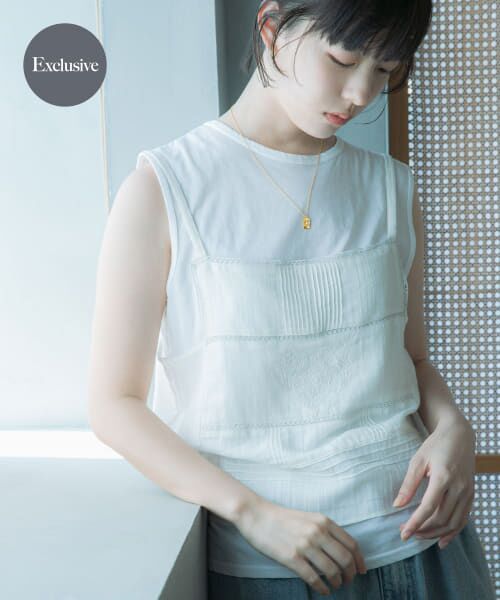 ＊＊URBAN RESEARCH DOORS / アーバンリサーチ ドアーズ キャミソール・チューブトップ | 『別注』olu’ment×DOORS　コットンモス刺繍キャミソール（IVORY）