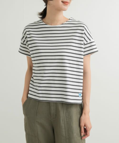 ＊＊URBAN RESEARCH DOORS / アーバンリサーチ ドアーズ Tシャツ | ORCIVAL　BOAT NECK SHORT-SLEEVE PULLOVER（WH F.GREY）