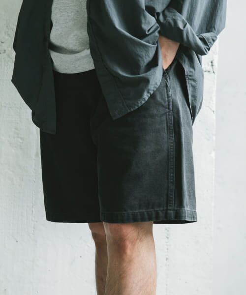 ＊＊URBAN RESEARCH DOORS / アーバンリサーチ ドアーズ ショート・ハーフ・半端丈パンツ | ガーメントダイダックワイドショーツ（BLACK）