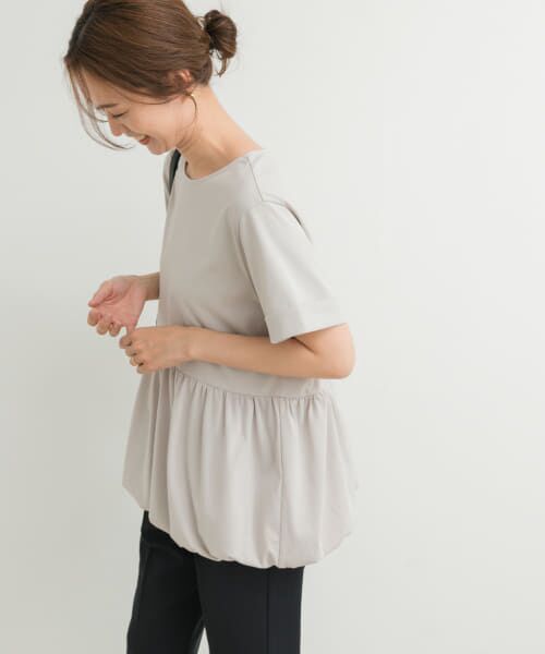 ＊＊URBAN RESEARCH DOORS / アーバンリサーチ ドアーズ Tシャツ | ペプラムバルーンTシャツ（L.GRAY）