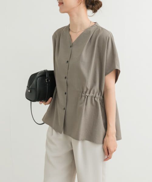 セール】 『再入荷』Vネックウエストギャザーブラウス （シャツ