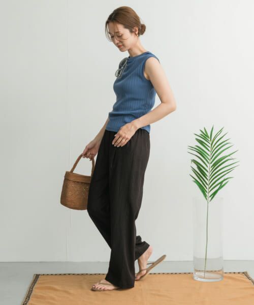 UR DOORS＊レーヨンコットンイージーパンツ　BLACK &beige M URBAN RESEARCH DOORS（アーバンリサーチドアーズ）の「レーヨン