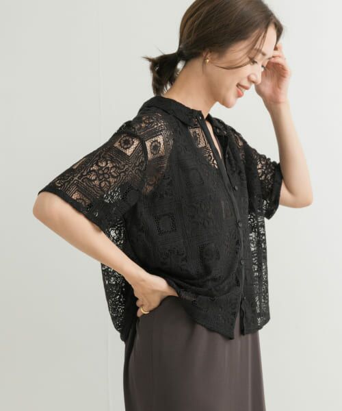 5/6日取り下げ Atelier Indochine リネンスミクロシャツ mizuiro ind｜リネン スタンドカラー コクーン シャツ 2-230109