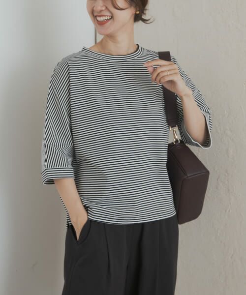 ＊＊URBAN RESEARCH DOORS / アーバンリサーチ ドアーズ Tシャツ | 『UR TECH』ドルマンロールスリーブTシャツ（OFF×BLK）