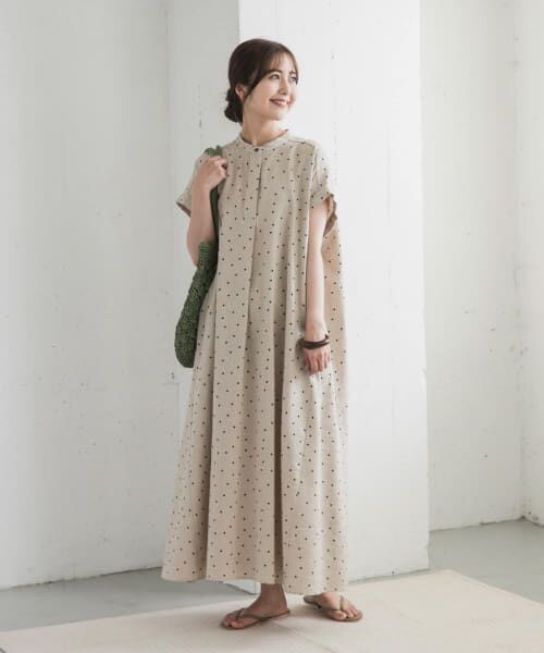 リネンフレアドットワンピース URBAN RESEARCH DOORS ワンピース リネンドットフレアワンピース