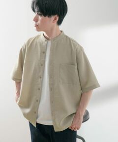 『UR TECH DRYLUXE』リネンタッチバンドカラー半袖シャツ