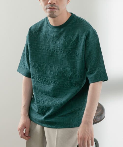 URBAN RESEARCH ITEMS / アーバンリサーチ アイテムズ Tシャツ | ショートスリーブ ジャカードクルーネックトップス | 詳細1