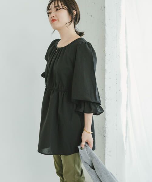 セール】 『UR TECH DRYLUXE』ウエストギャザーチュニック