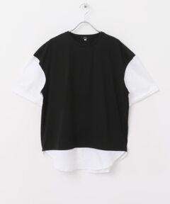 接触冷感TC天竺 布帛キリカエTシャツ