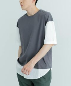 接触冷感TC天竺 布帛キリカエTシャツ