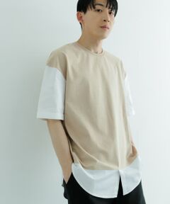 接触冷感TC天竺 布帛キリカエTシャツ