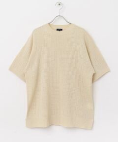 メッシュニット クルーネック 半袖Tops