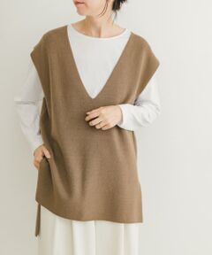 ロングTシャツ×ニットベストセット