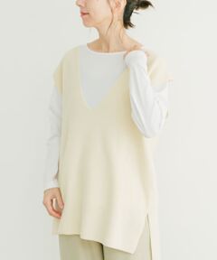 ロングTシャツ×ニットベストセット