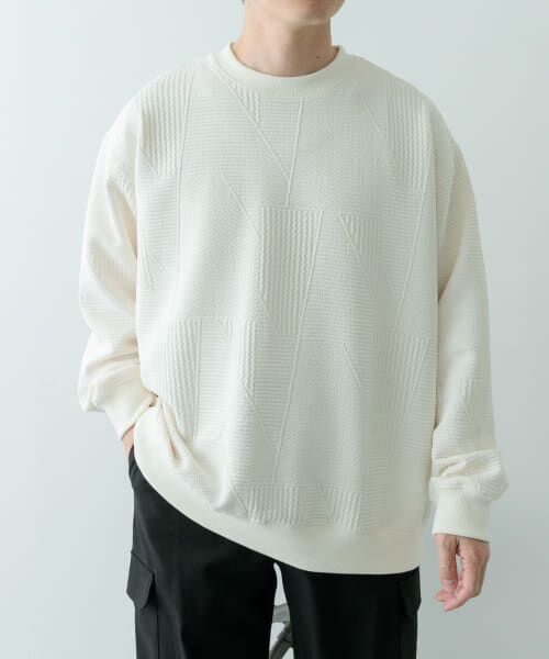 URBAN RESEARCH ITEMS/アーバンリサーチ アイテムズ ジオメジャカード クルーネックトップス OFF M URBAN RESEARCH ITEMS/アーバンリサーチ アイテムズ ジオメジャカード クルーネックトップス OFF M
